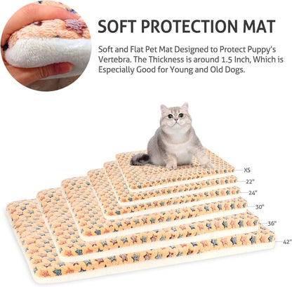 Dog Crate Pad - Ultra Soft Pet Bed with Cute Star Print, Washable Mat for Large Medium Small Dogs, Reversible Fleece Kennel Liner, Cat Bed 21 X 12 Inch Brown