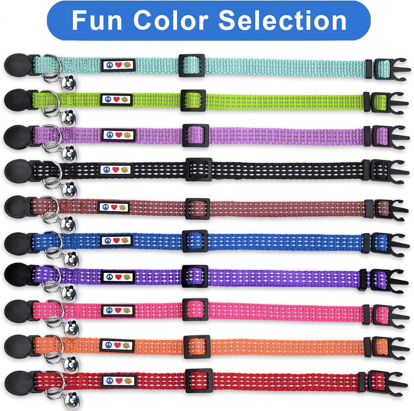 Reflective Cat Collar with Safety Buckle and Removable Bell Cat Collar Kitten Collar Teal Cat Collar One Size
