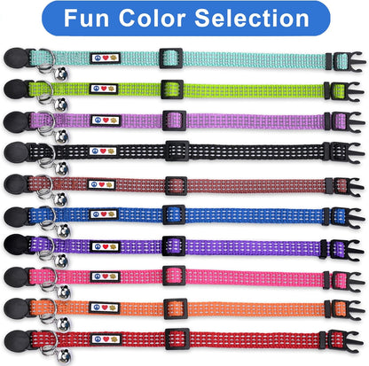 Reflective Cat Collar with Safety Buckle and Removable Bell Cat Collar Kitten Collar Teal Cat Collar One Size